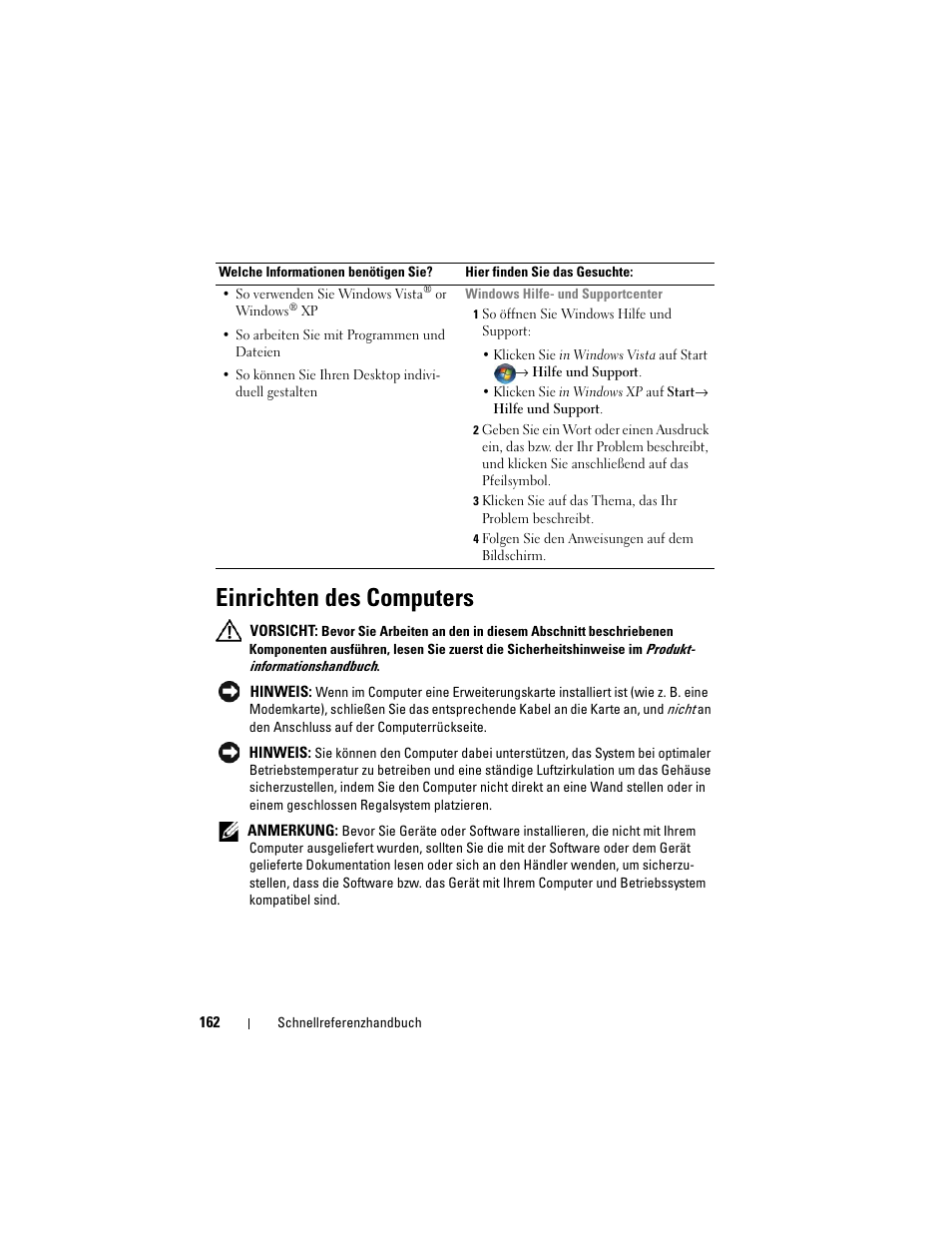 Einrichten des computers | Dell OptiPlex 740 User Manual | Page 162 / 388