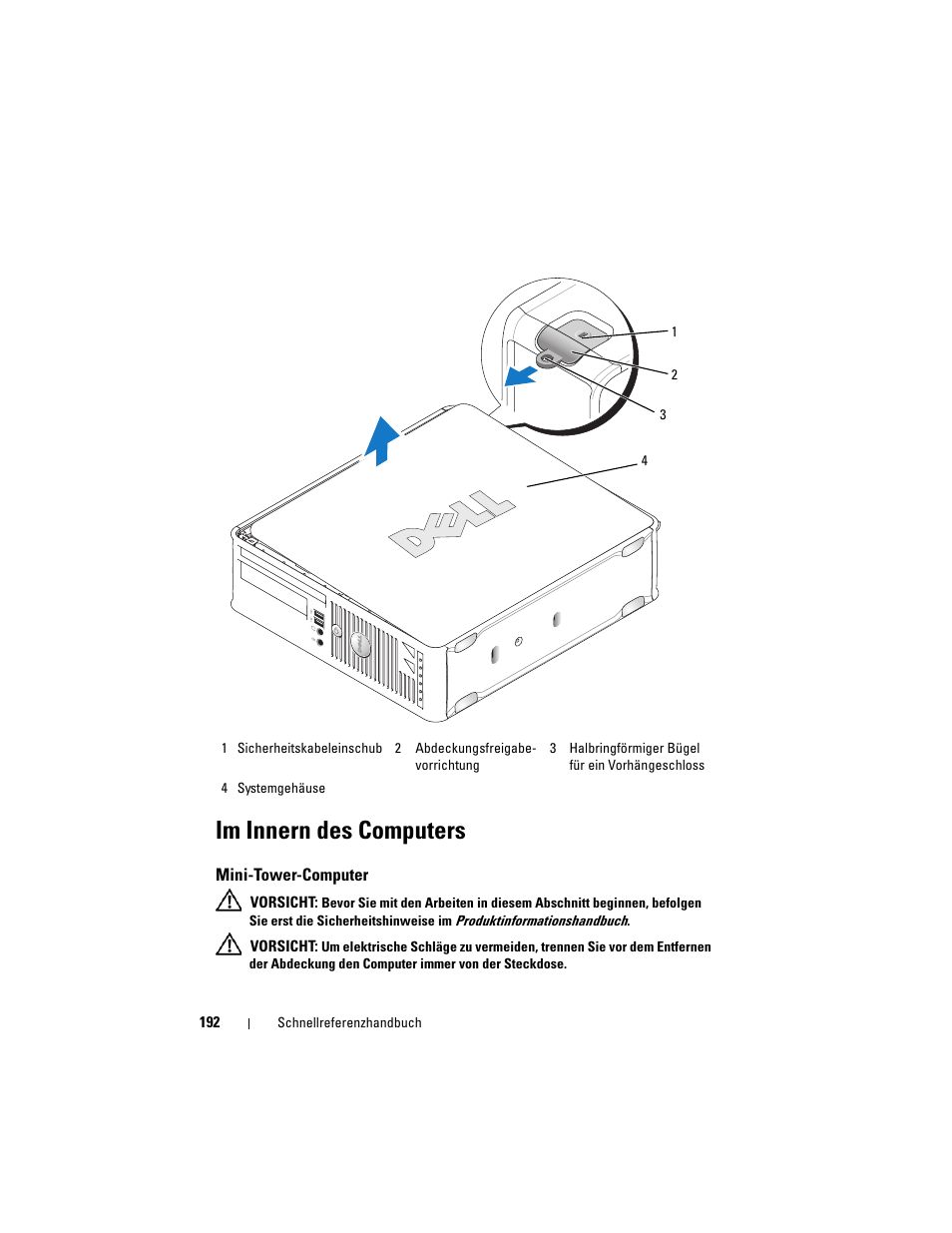 Im innern des computers, Mini-tower-computer | Dell OptiPlex 740 User Manual | Page 192 / 388