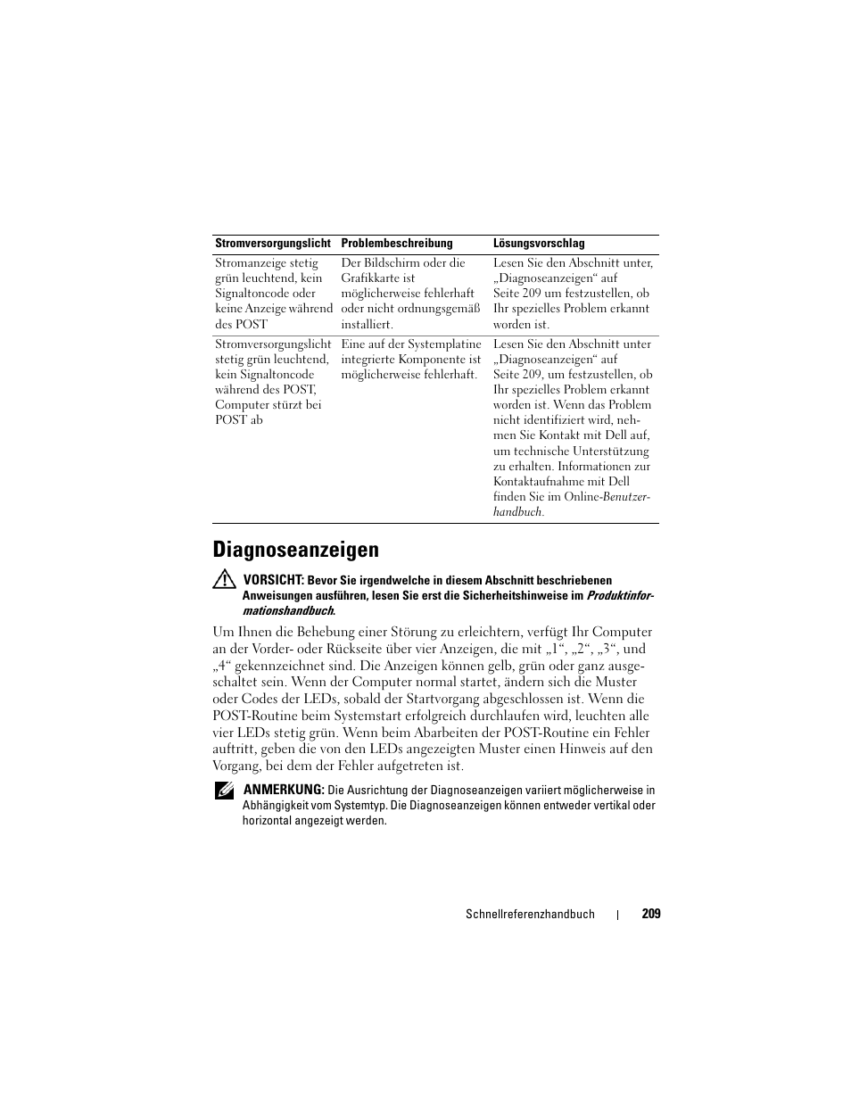 Diagnoseanzeigen | Dell OptiPlex 740 User Manual | Page 209 / 388