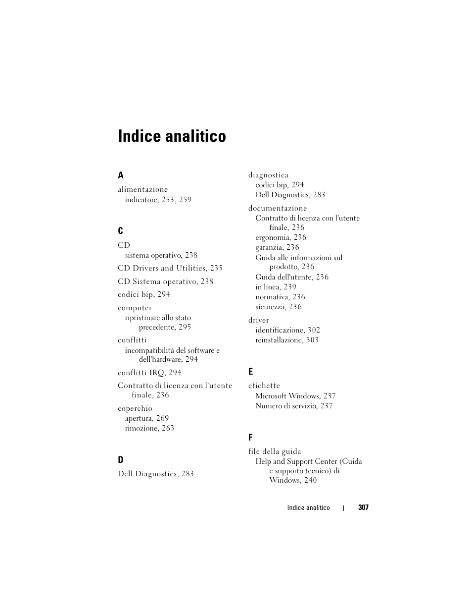 Indice analitico | Dell OptiPlex 740 User Manual | Page 307 / 388
