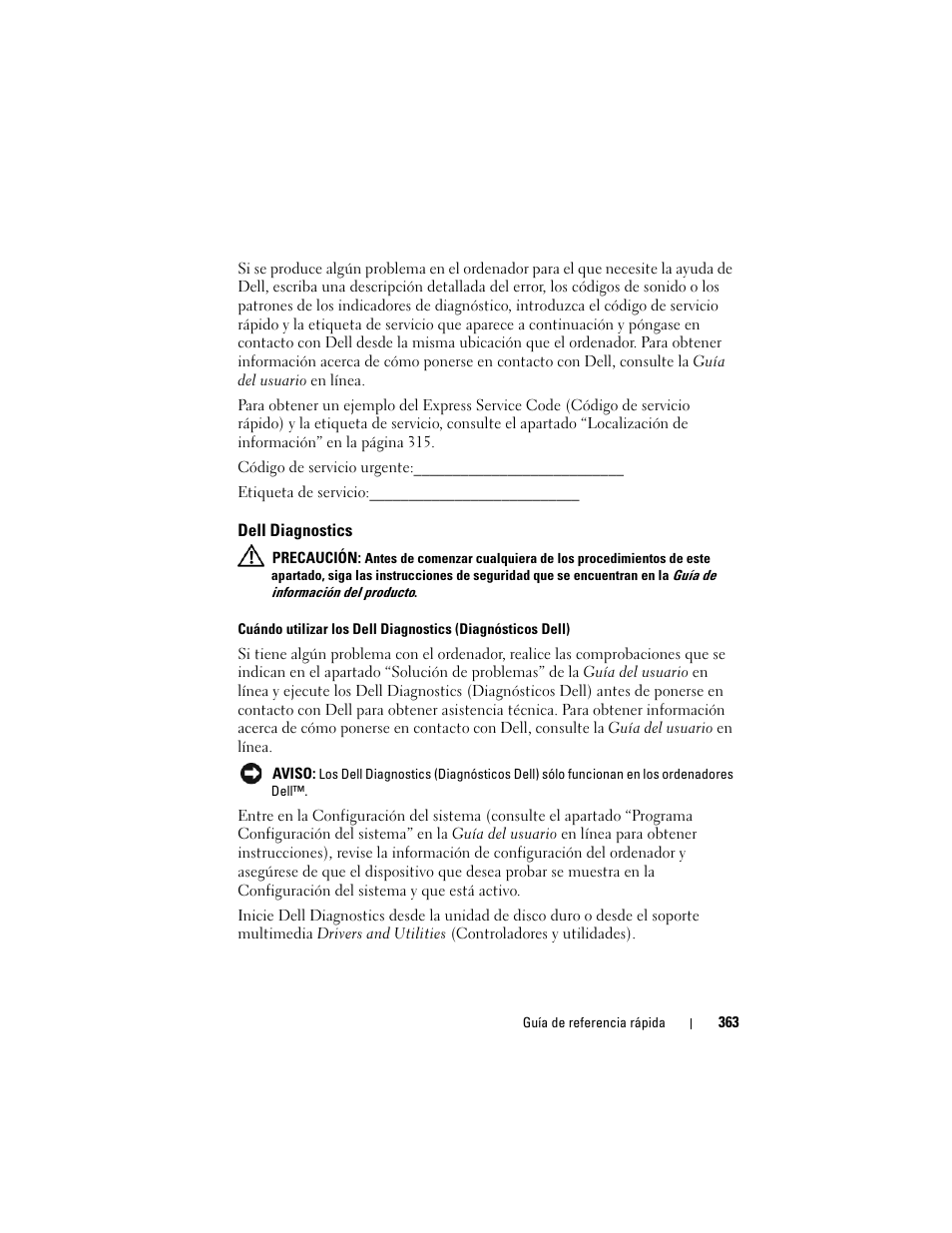 Dell diagnostics | Dell OptiPlex 740 User Manual | Page 363 / 388