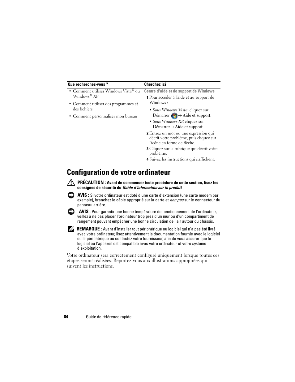 Configuration de votre ordinateur | Dell OptiPlex 740 User Manual | Page 84 / 388