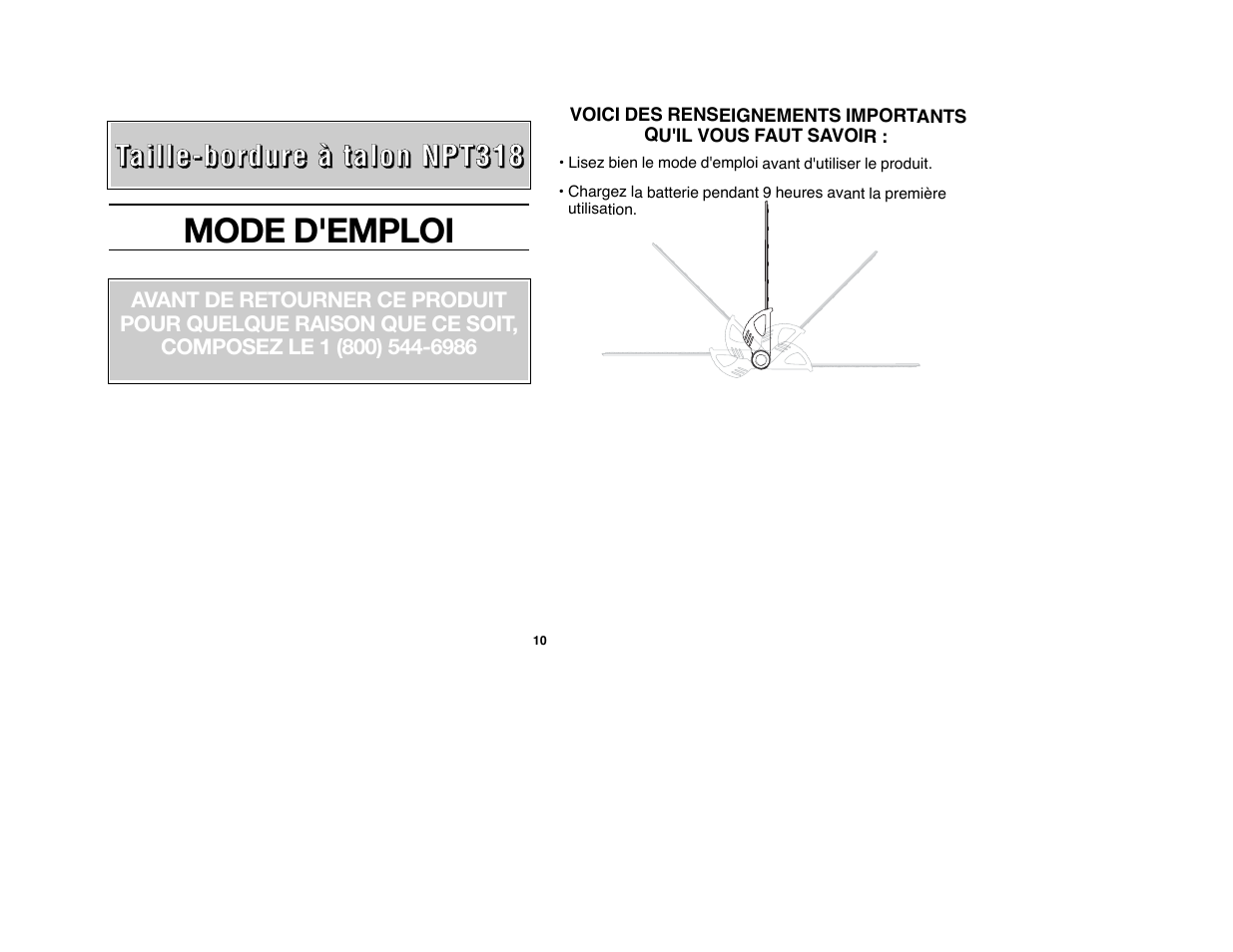 Mode d'emploi | Black & Decker NPT318 User Manual | Page 10 / 31