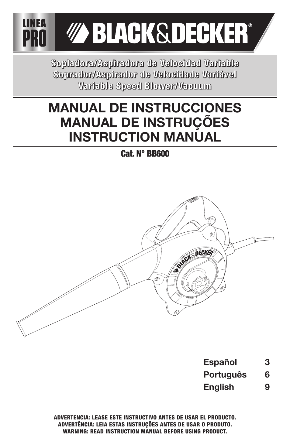 Black & Decker Linea Pro BB6600 User Manual | 12 pages