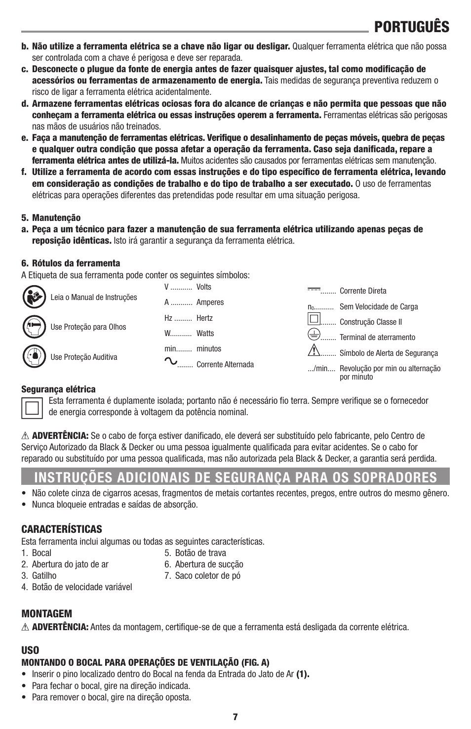 Português | Black & Decker Linea Pro BB6600 User Manual | Page 7 / 12