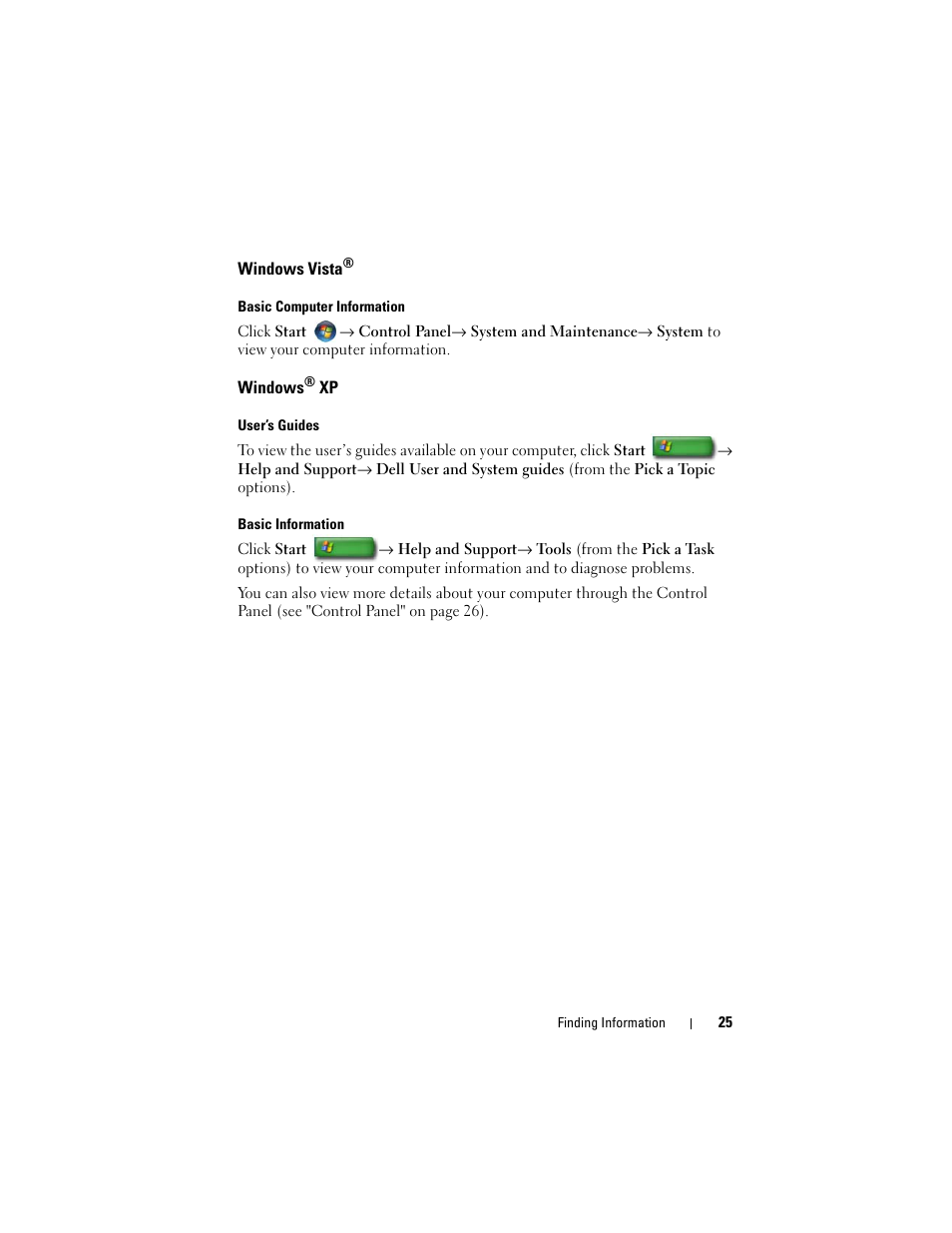 Windows vista, Windows® xp, Windows | Dell Studio 1558 (Early 2010) User Manual | Page 25 / 354