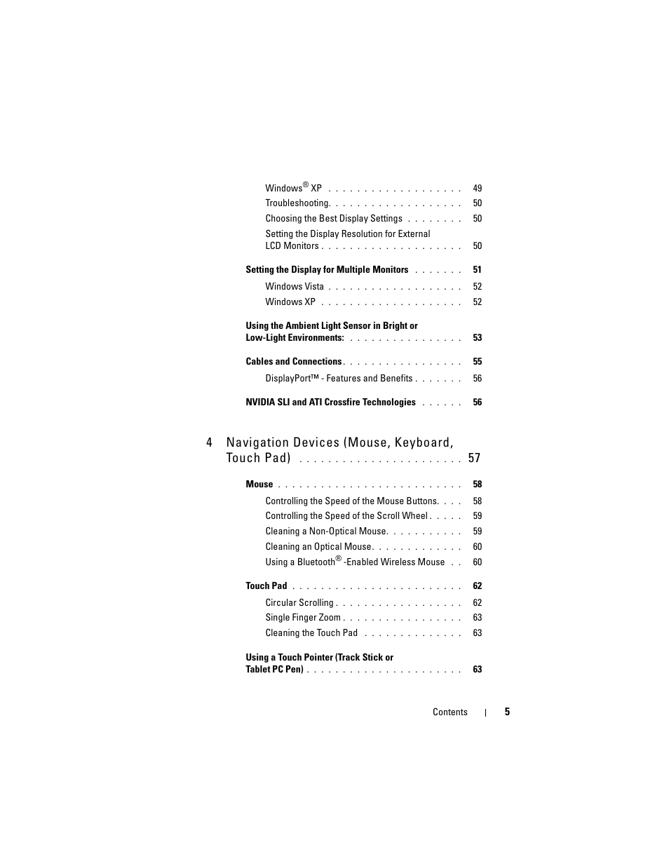 4navigation devices (mouse, keyboard, touch pad) | Dell Studio 1558 (Early 2010) User Manual | Page 5 / 354