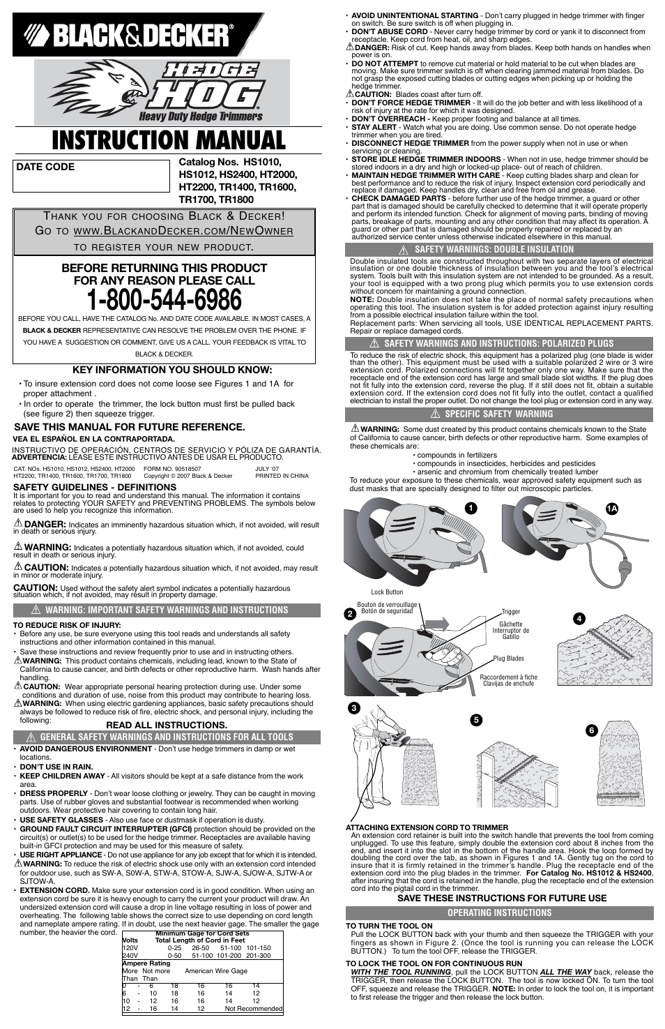 Black & Decker TR1800 User Manual | 5 pages