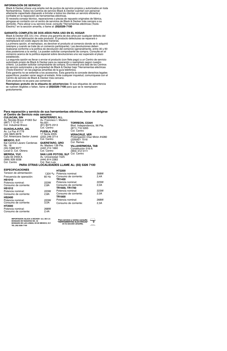 Black & Decker TR1800 User Manual | Page 5 / 5