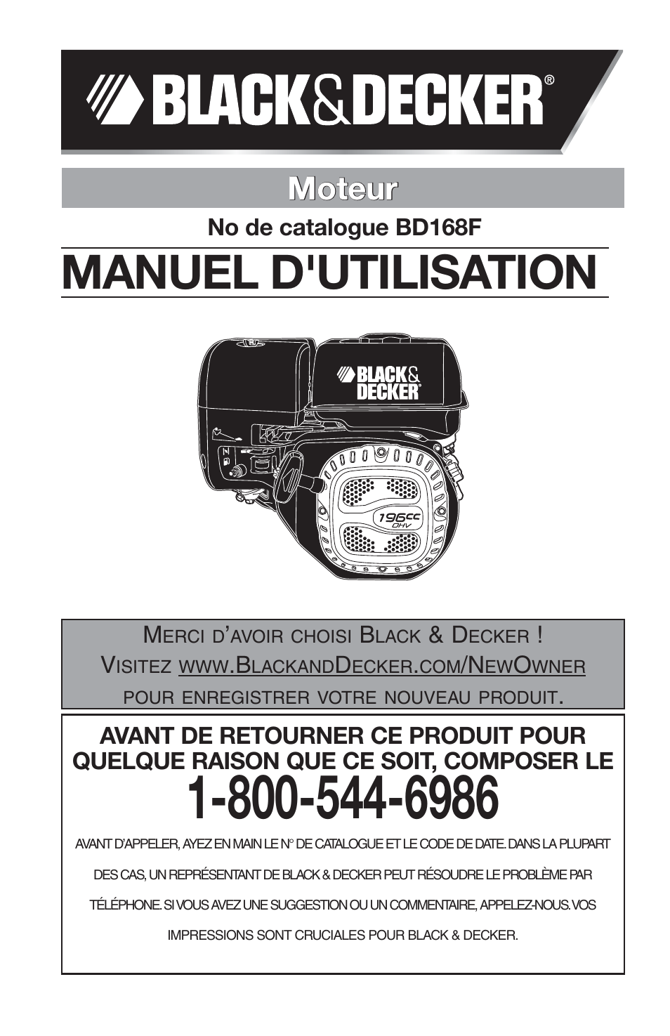 Manuel d'utilisation, Moteur | Black & Decker BD168F User Manual | Page 21 / 68
