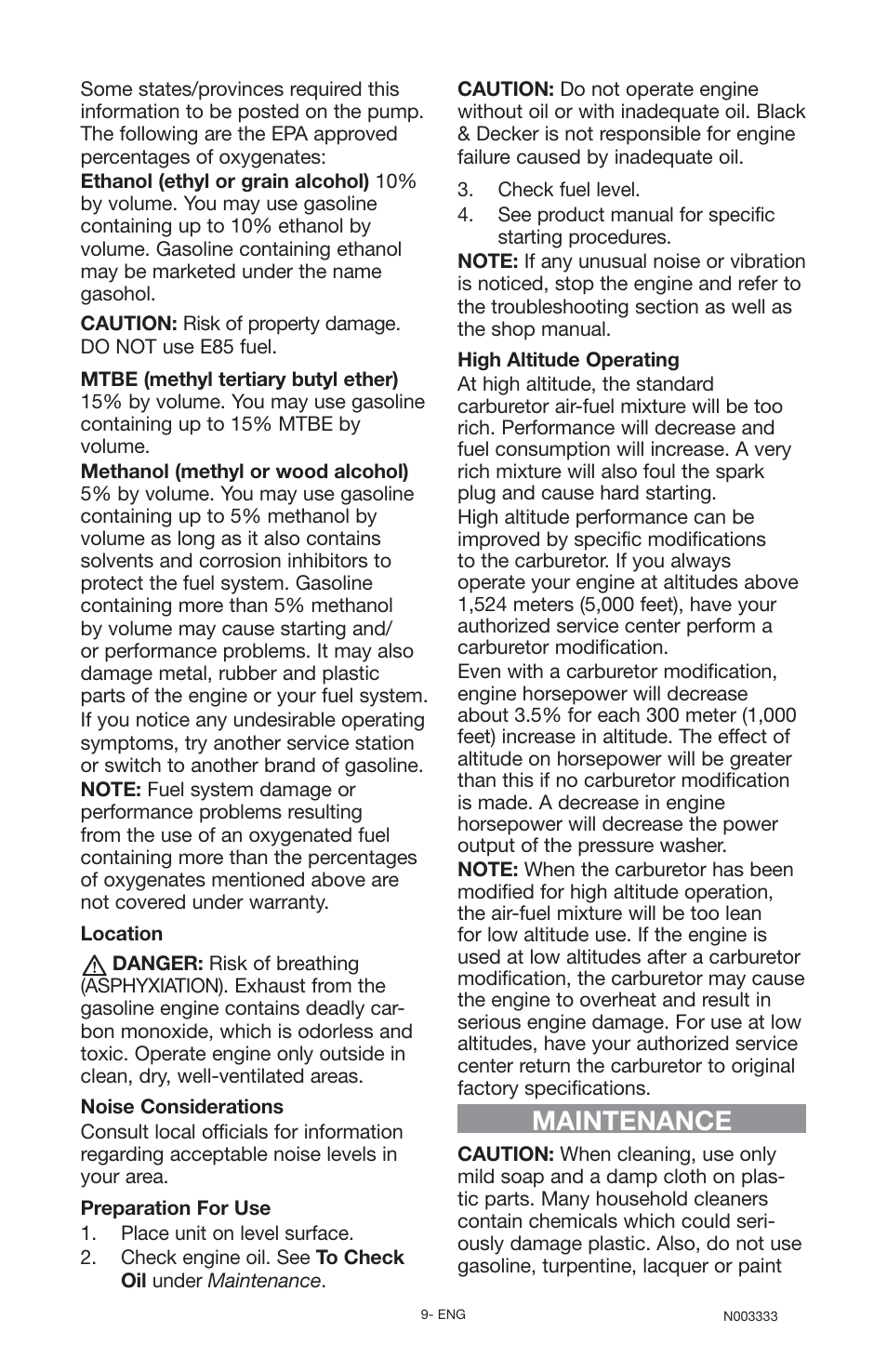 Maintenance | Black & Decker BD168F User Manual | Page 9 / 68