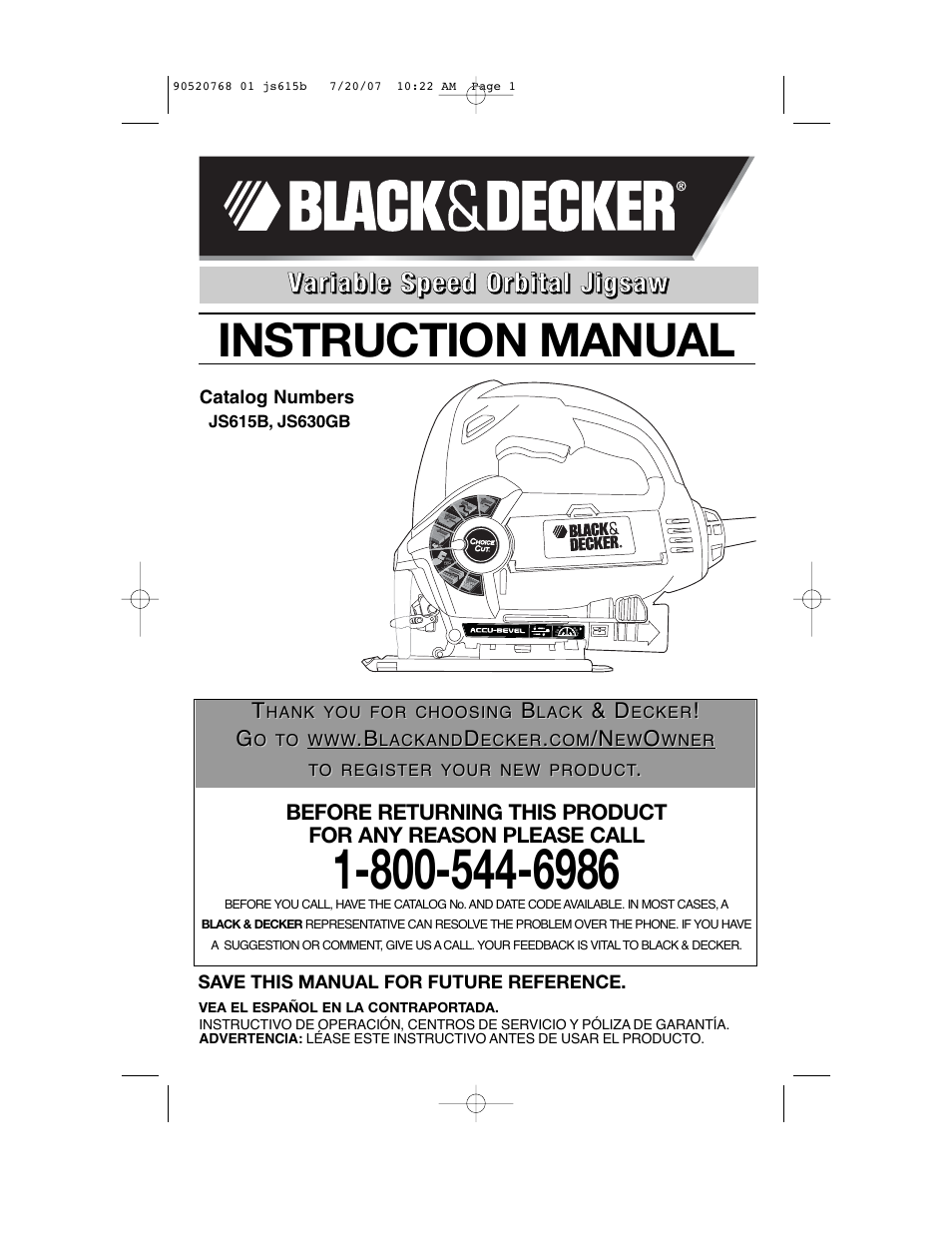 Black & Decker JS630GB User Manual | 32 pages