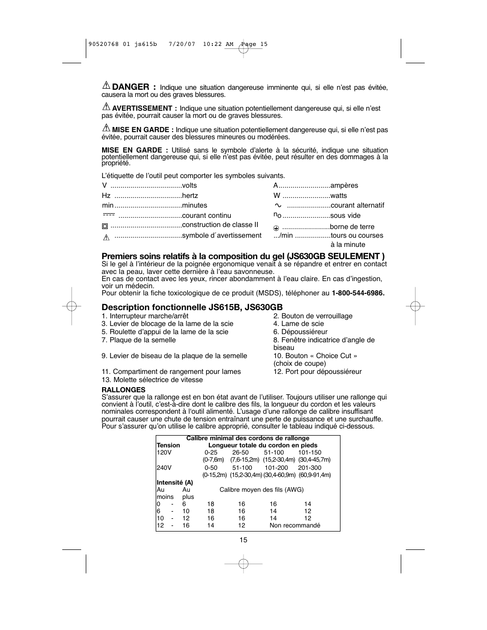 Danger | Black & Decker JS630GB User Manual | Page 15 / 32