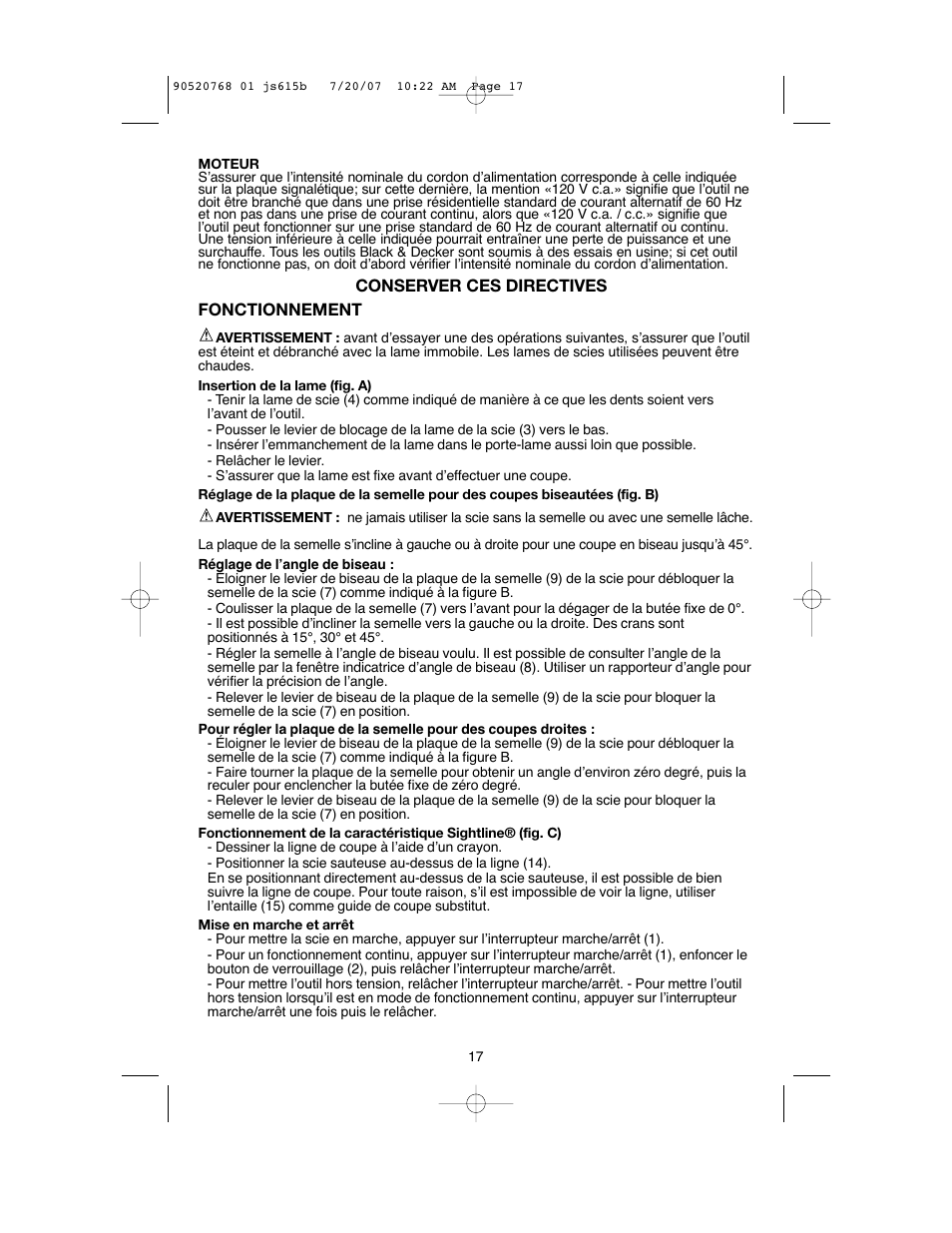 Black & Decker JS630GB User Manual | Page 17 / 32