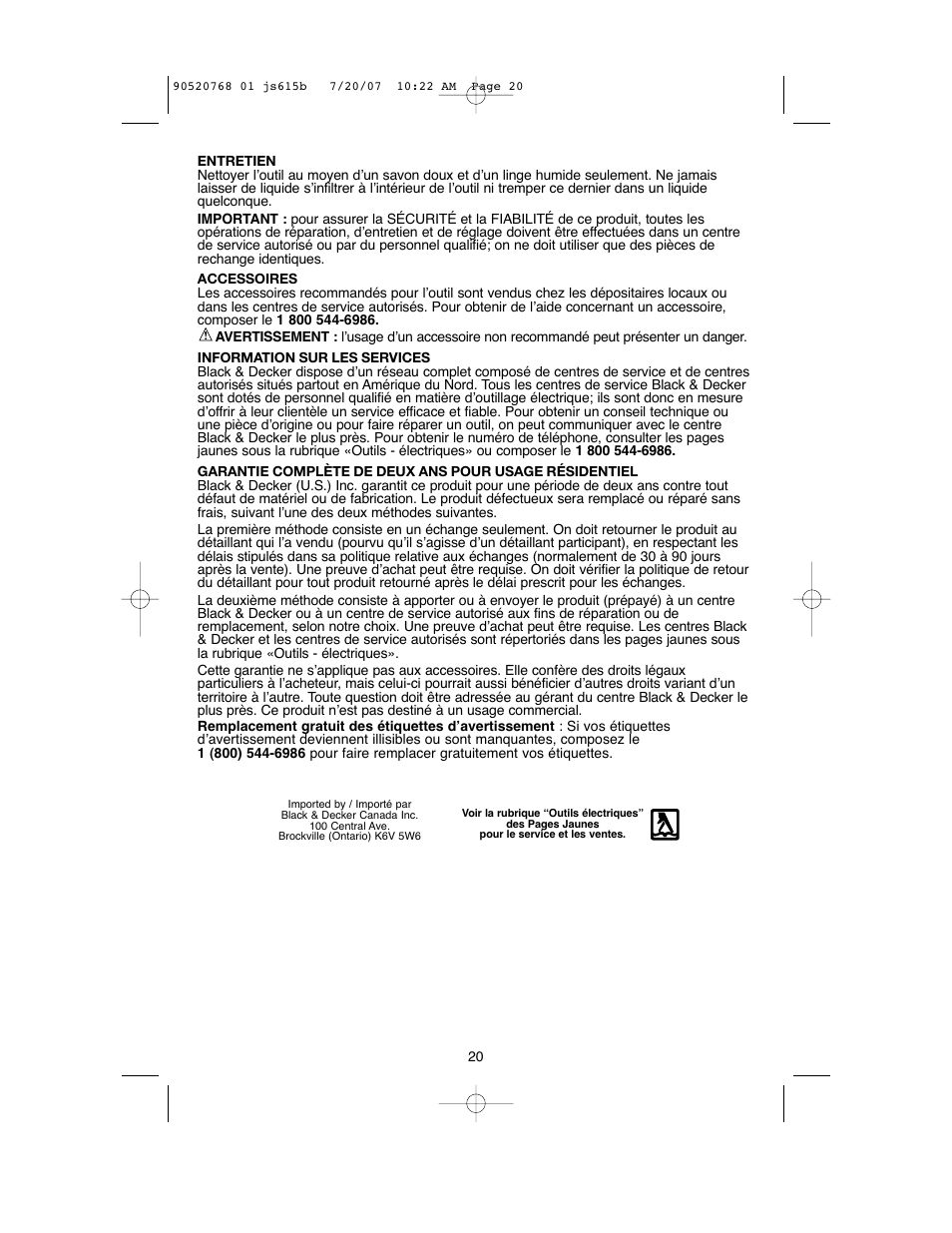 Black & Decker JS630GB User Manual | Page 20 / 32