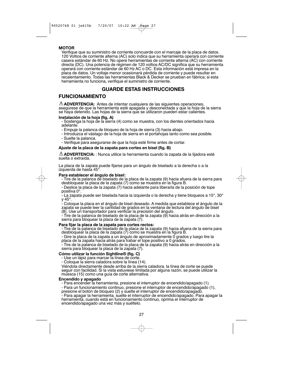 Black & Decker JS630GB User Manual | Page 27 / 32