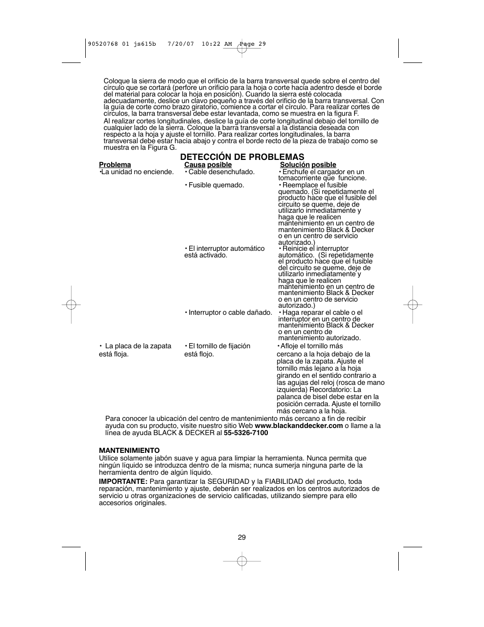 Black & Decker JS630GB User Manual | Page 29 / 32