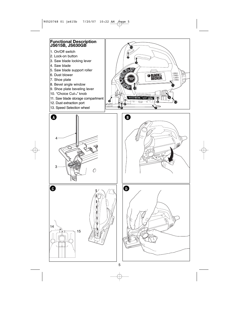 Ab c d | Black & Decker JS630GB User Manual | Page 5 / 32