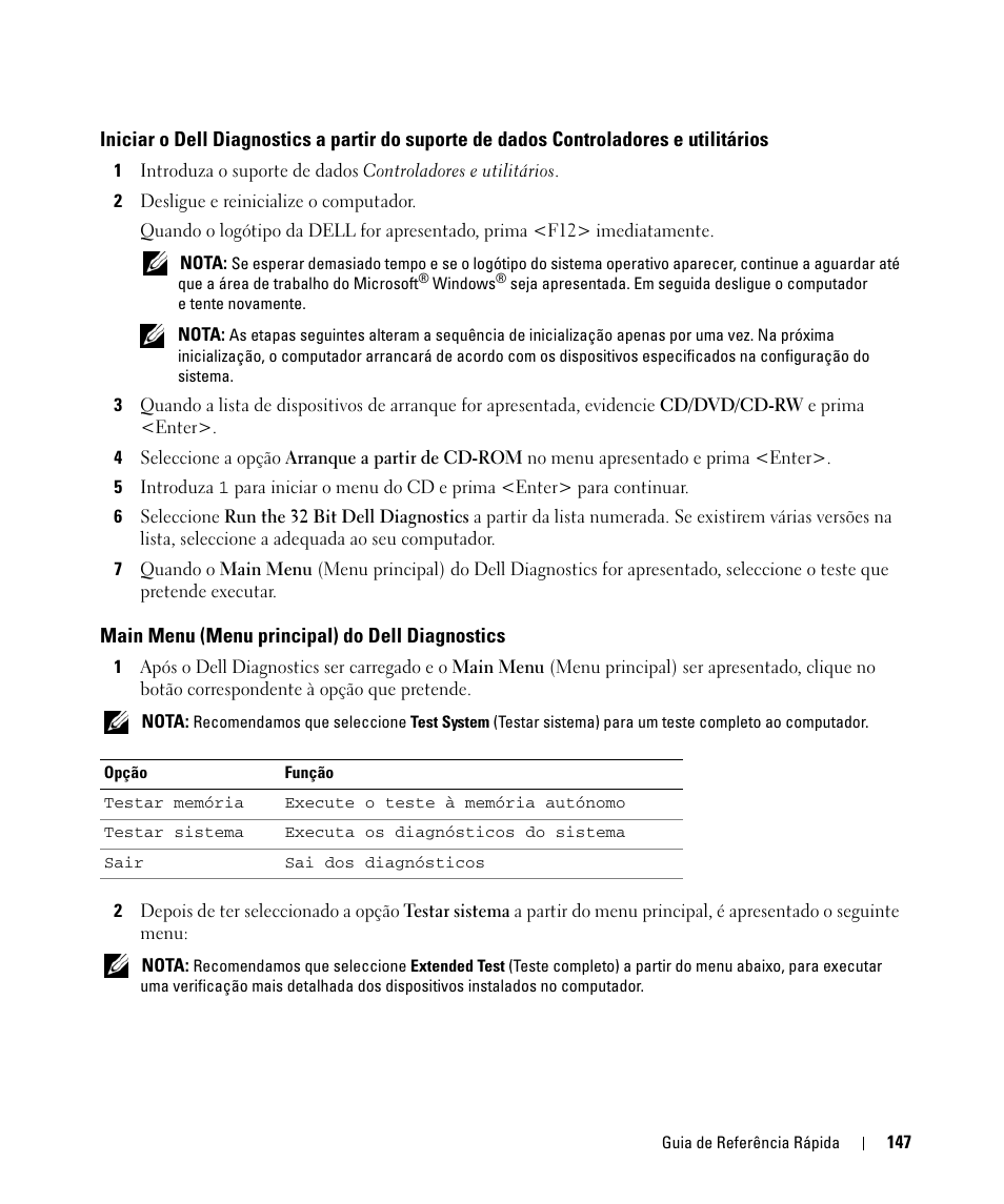 Main menu (menu principal) do dell diagnostics | Dell Latitude D630 ATG (Mid 2007) User Manual | Page 147 / 176