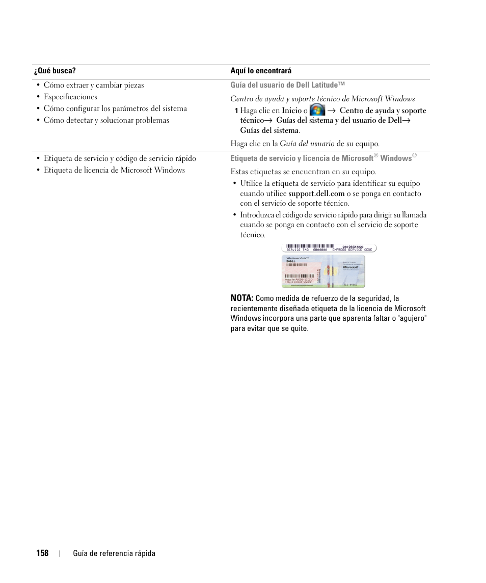 Dell Latitude D630 ATG (Mid 2007) User Manual | Page 158 / 176