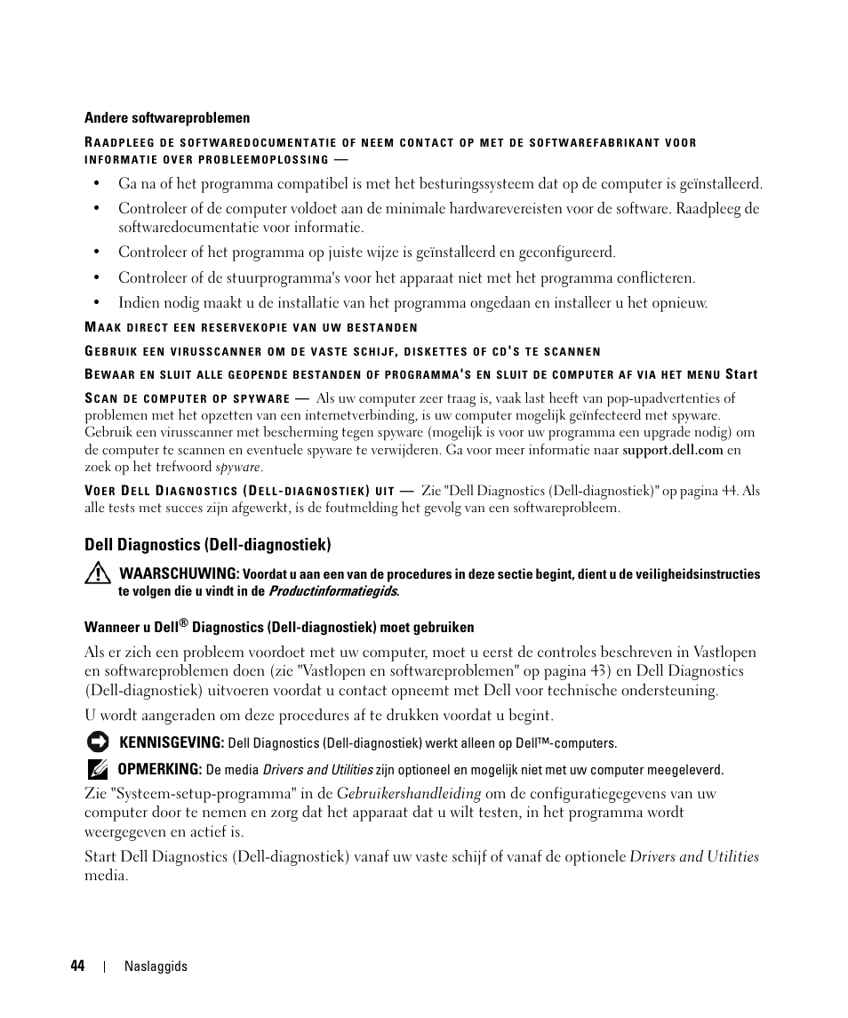 Dell diagnostics (dell-diagnostiek) | Dell Latitude D630 ATG (Mid 2007) User Manual | Page 44 / 176