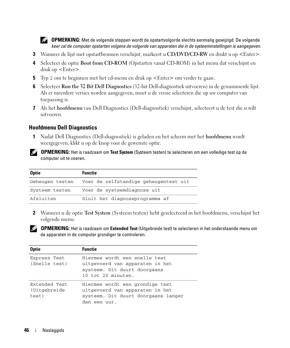 Hoofdmenu dell diagnostics | Dell Latitude D630 ATG (Mid 2007) User Manual | Page 46 / 176