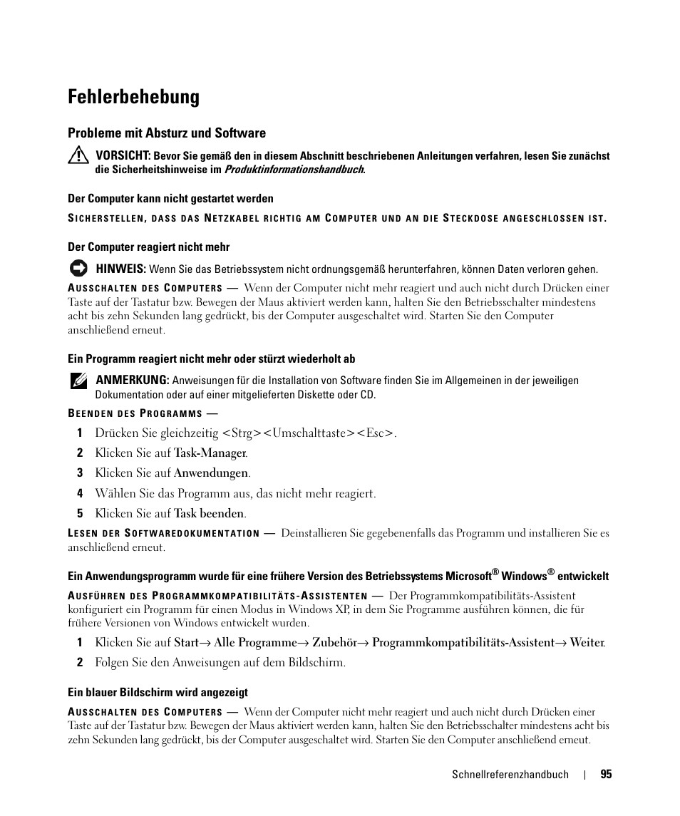 Fehlerbehebung, Probleme mit absturz und software | Dell Latitude D630 ATG (Mid 2007) User Manual | Page 95 / 176