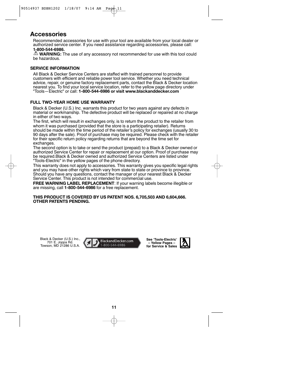 Accessories | Black & Decker BDBN1802 User Manual | Page 11 / 32