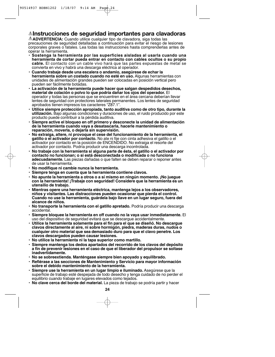 Black & Decker BDBN1802 User Manual | Page 24 / 32