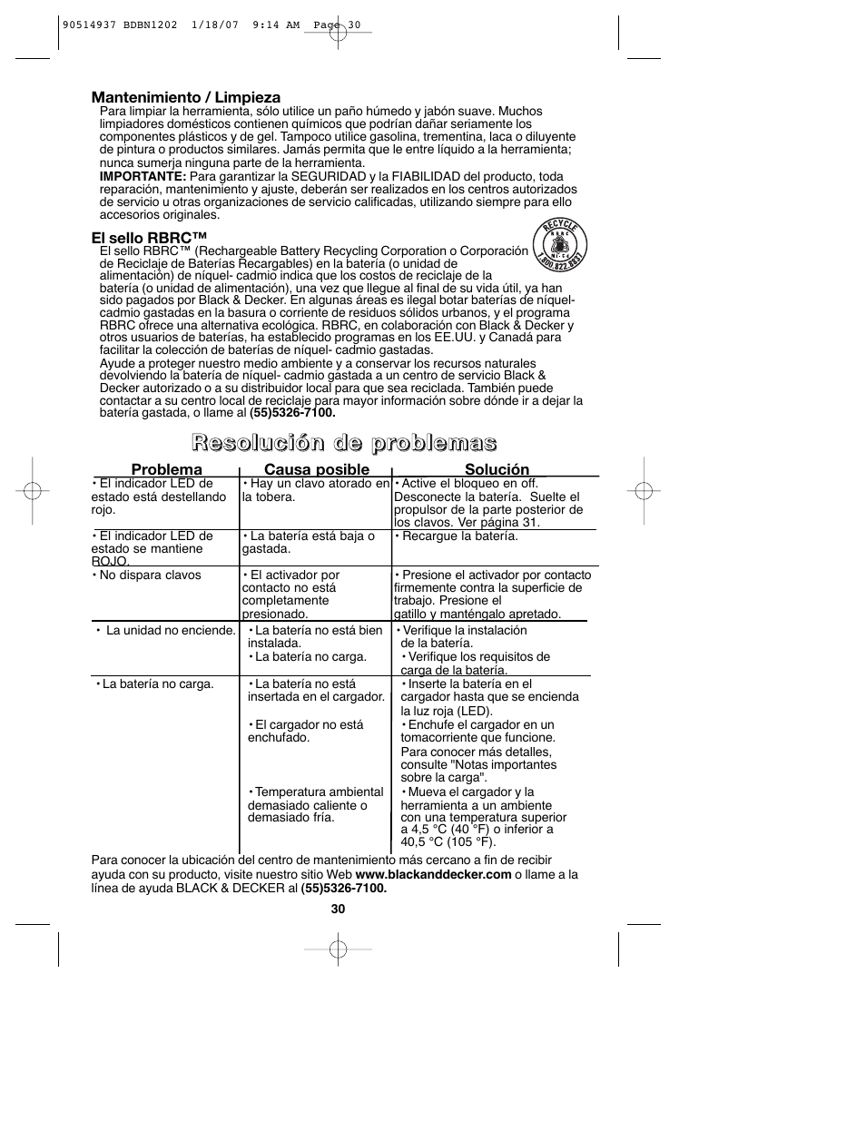 Black & Decker BDBN1802 User Manual | Page 30 / 32
