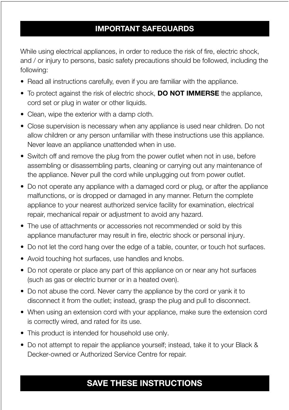 Save these instructions | Black & Decker DCM85 User Manual | Page 2 / 16