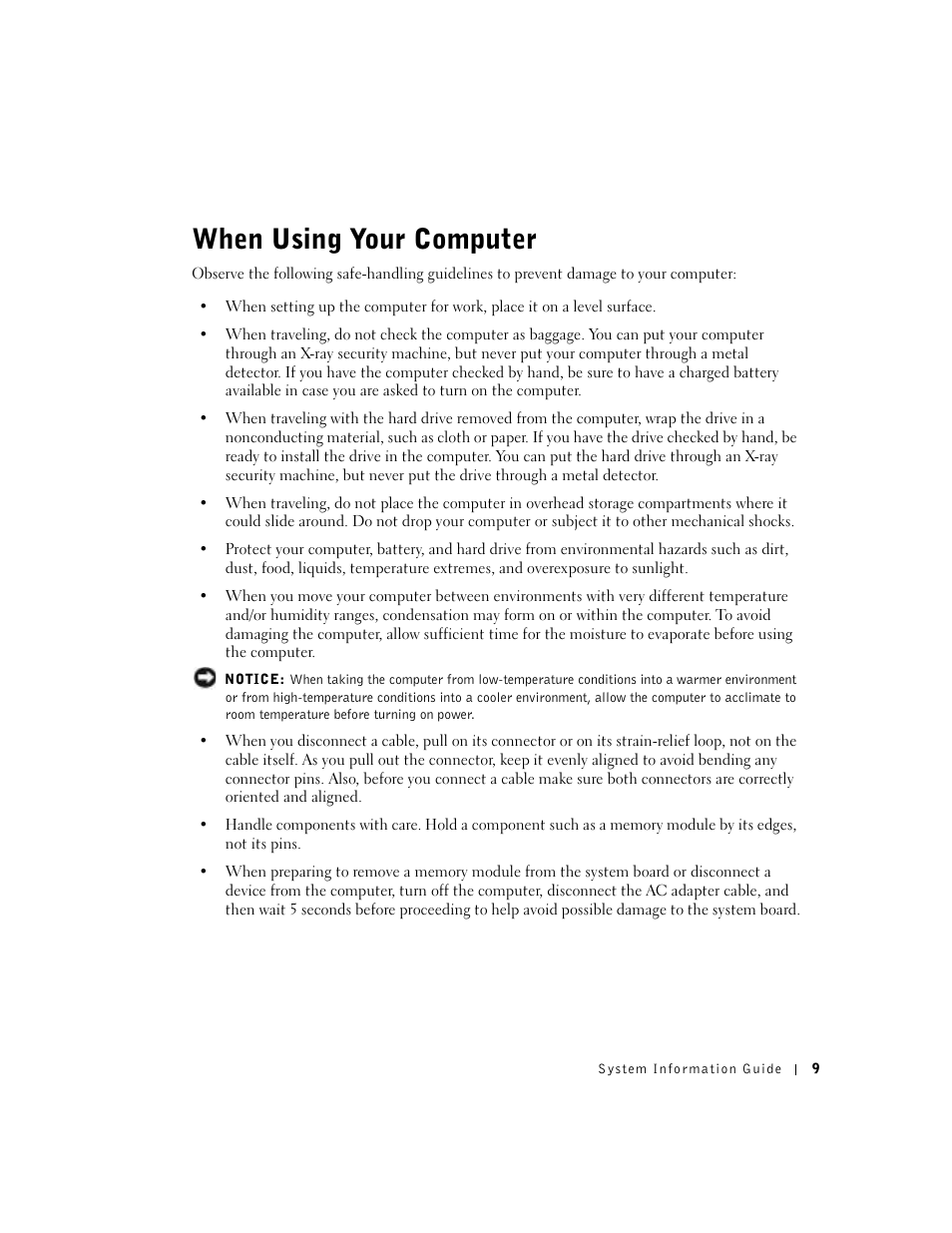 When using your computer | Dell Latitude C640 User Manual | Page 11 / 192