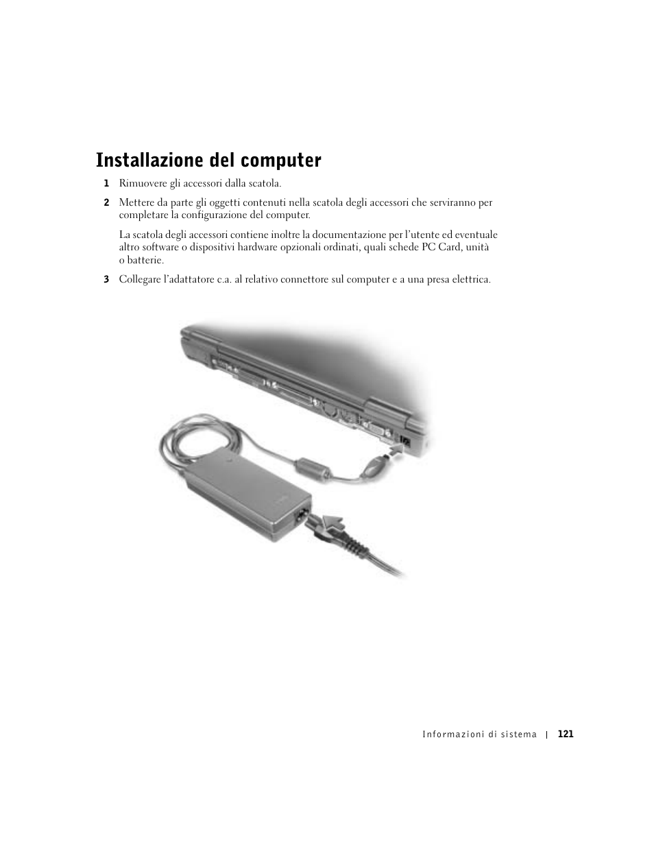 Installazione del computer | Dell Latitude C640 User Manual | Page 123 / 192