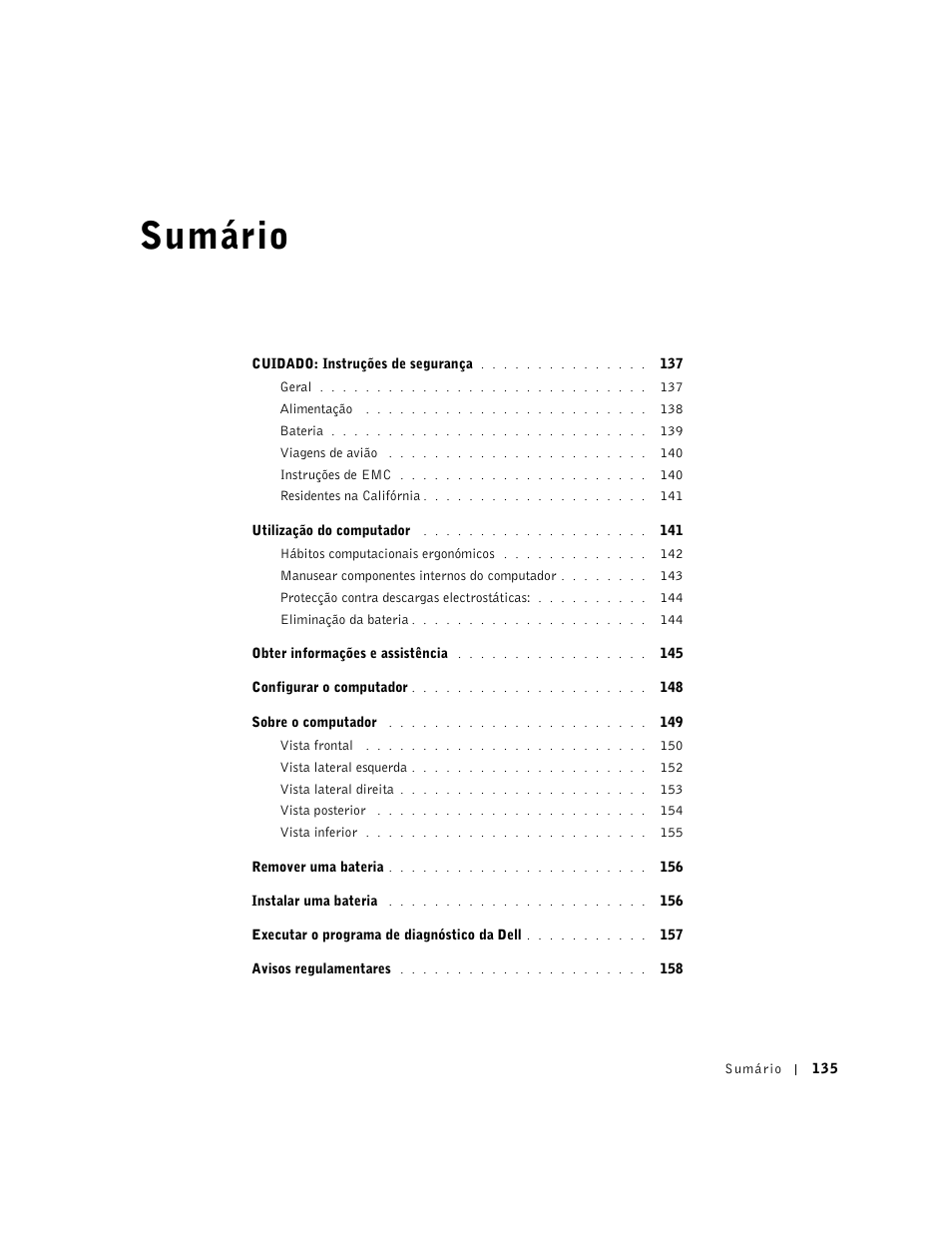 Sumário | Dell Latitude C640 User Manual | Page 137 / 192