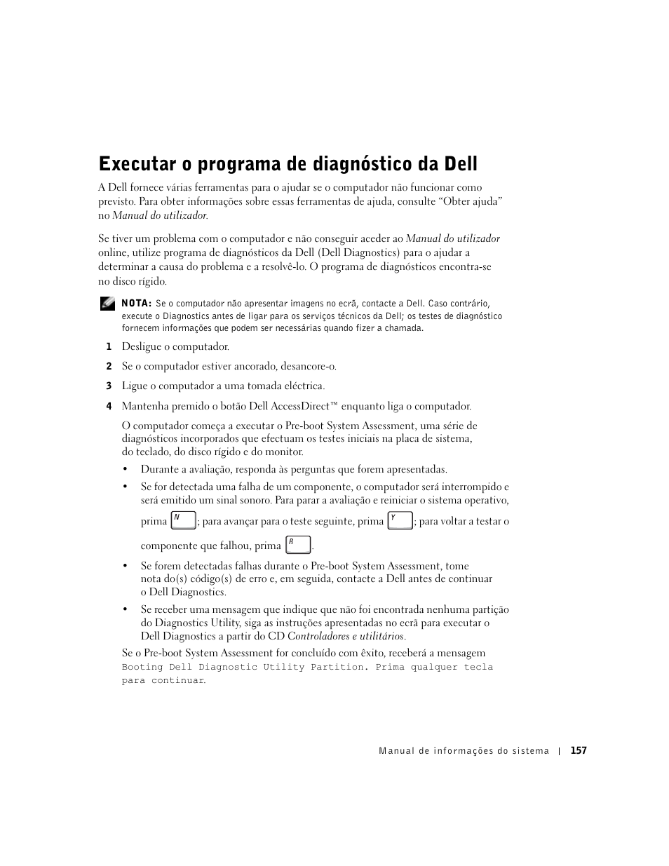 Executar o programa de diagnóstico da dell | Dell Latitude C640 User Manual | Page 159 / 192