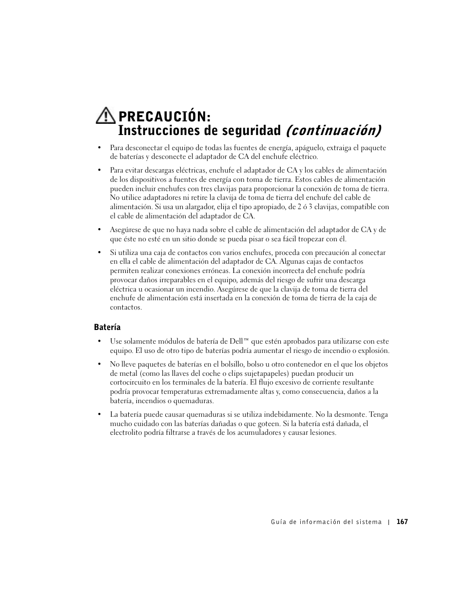Batería | Dell Latitude C640 User Manual | Page 169 / 192