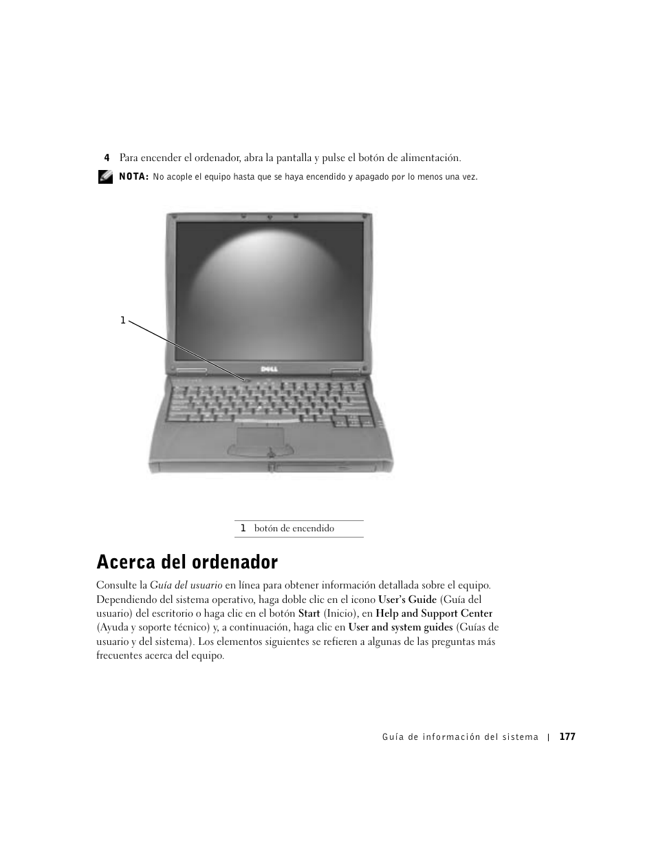 Acerca del ordenador | Dell Latitude C640 User Manual | Page 179 / 192