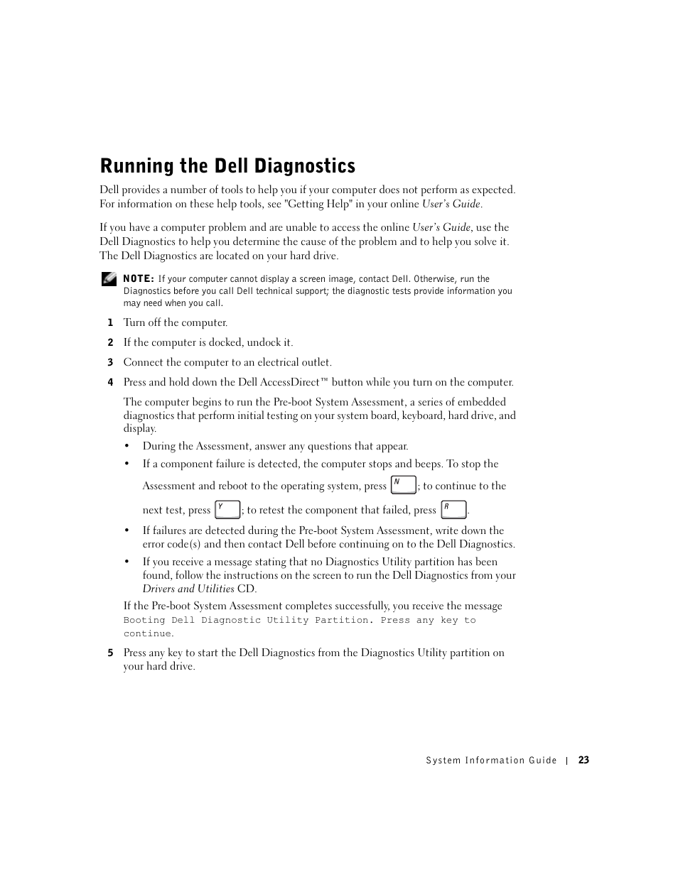 Running the dell diagnostics | Dell Latitude C640 User Manual | Page 25 / 192