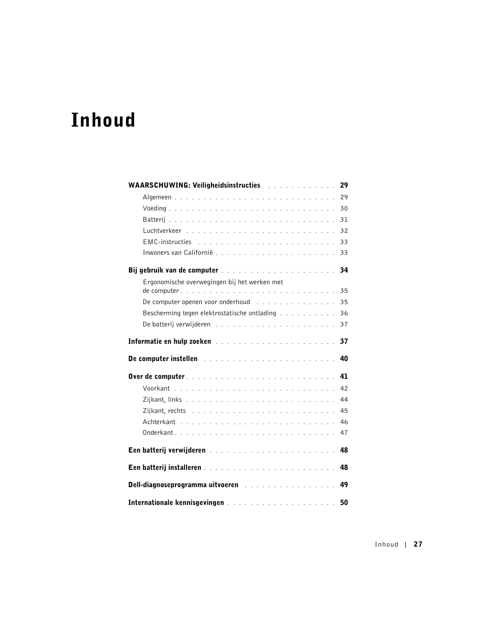 Inhoud | Dell Latitude C640 User Manual | Page 29 / 192