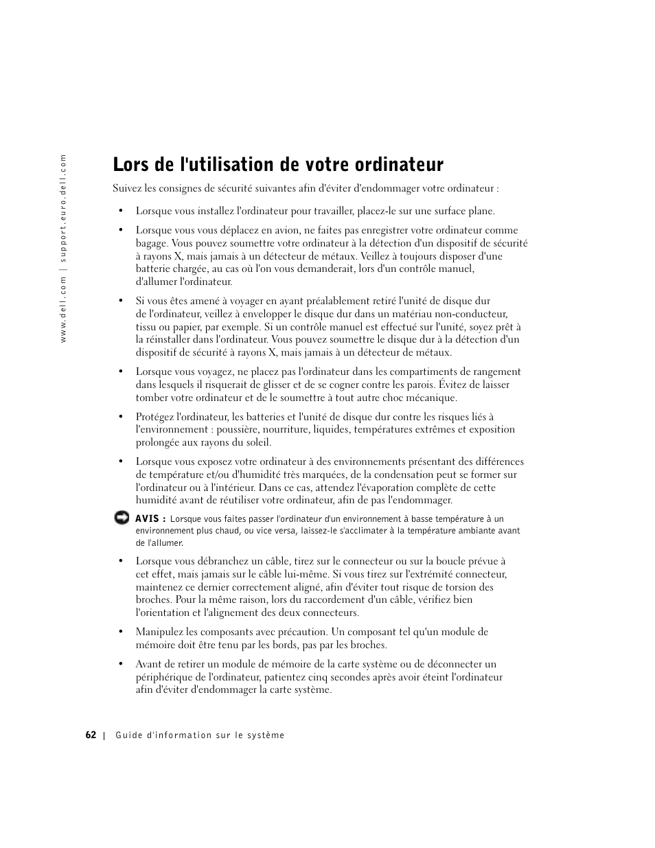 Lors de l'utilisation de votre ordinateur | Dell Latitude C640 User Manual | Page 64 / 192