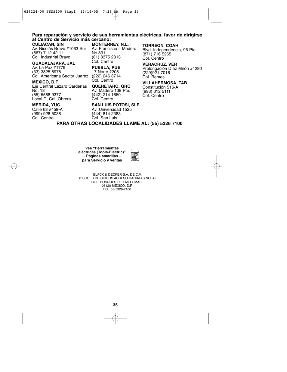 Black & Decker FSNS100 User Manual | Page 35 / 38