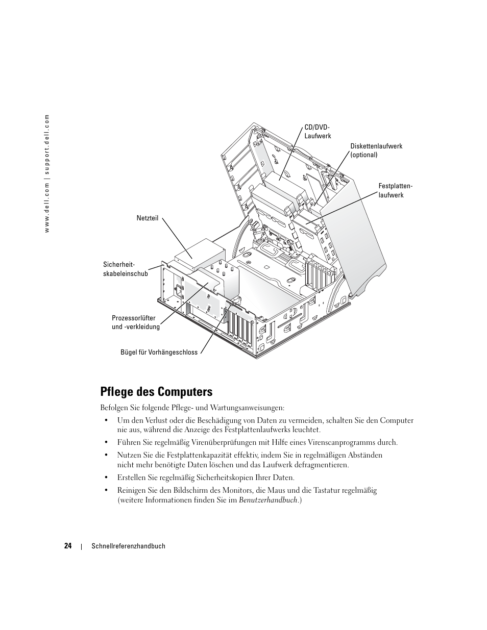 Pflege des computers | Dell Precision 370 User Manual | Page 104 / 204