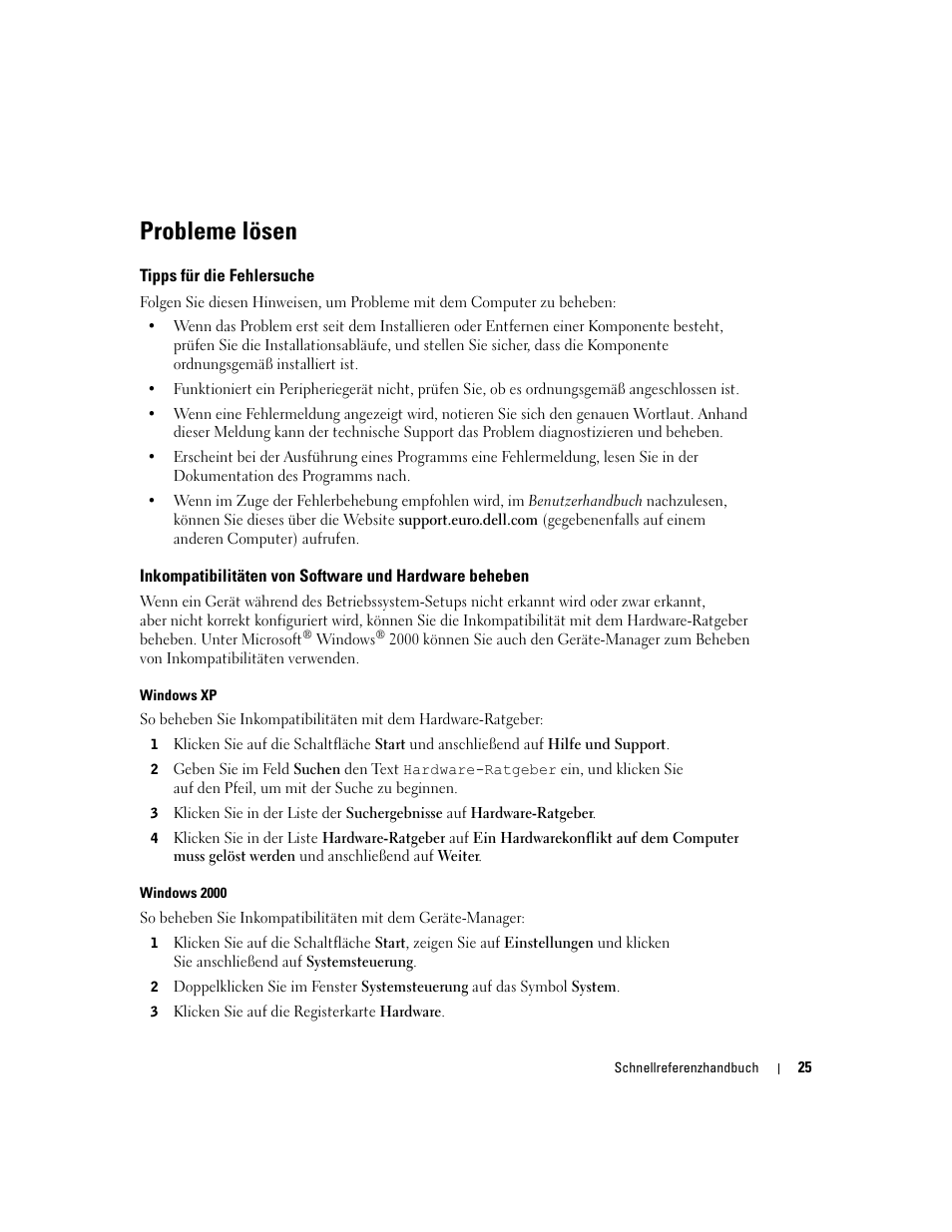 Probleme lösen, Tipps für die fehlersuche | Dell Precision 370 User Manual | Page 105 / 204