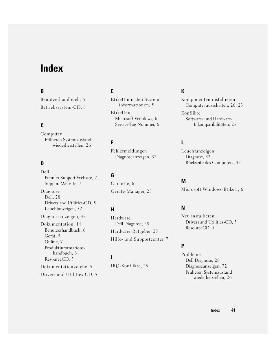 Index | Dell Precision 370 User Manual | Page 121 / 204