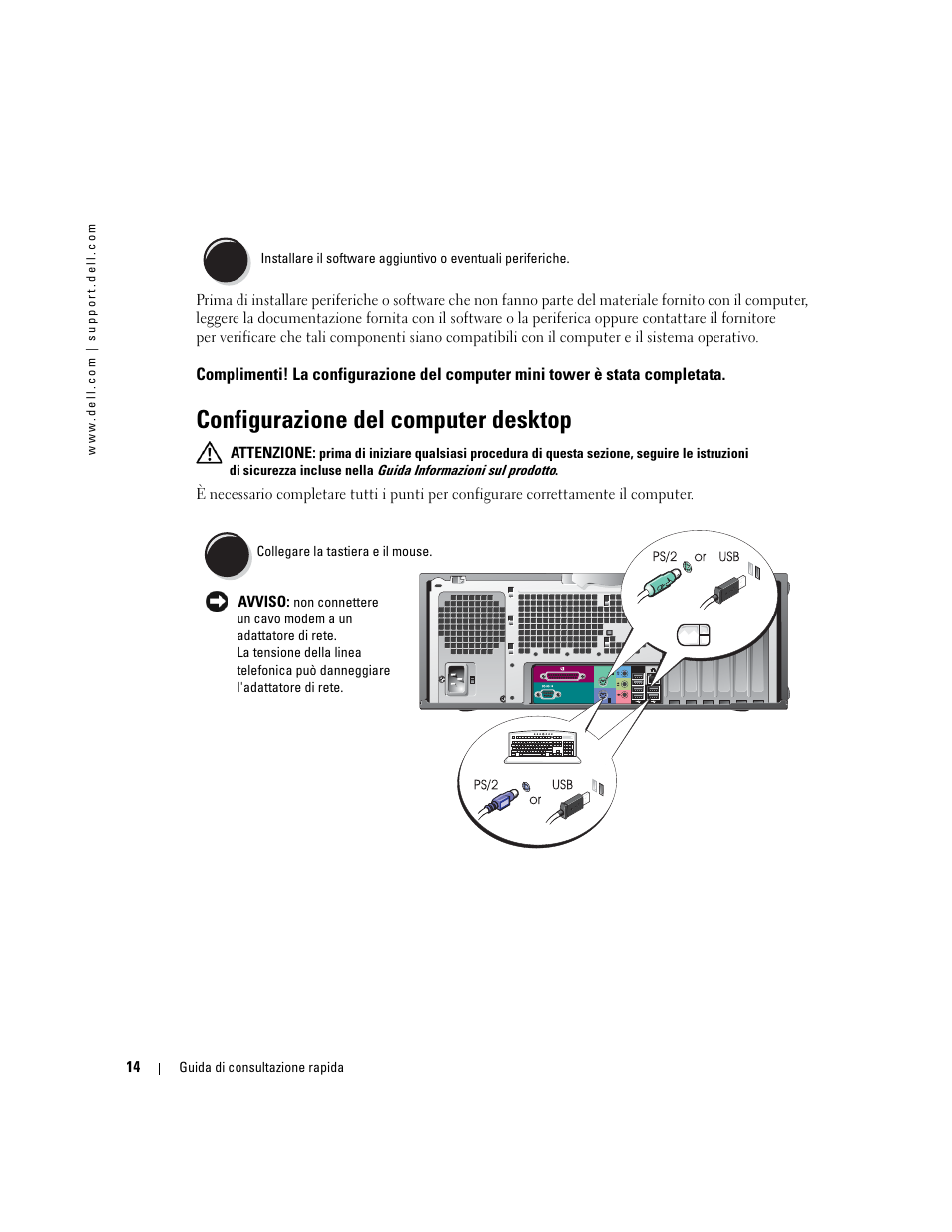 Configurazione del computer desktop | Dell Precision 370 User Manual | Page 136 / 204
