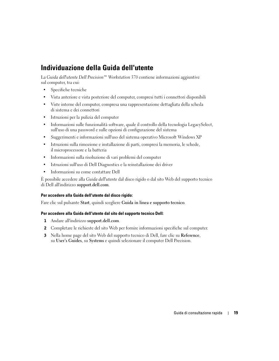 Individuazione della guida dell'utente | Dell Precision 370 User Manual | Page 141 / 204