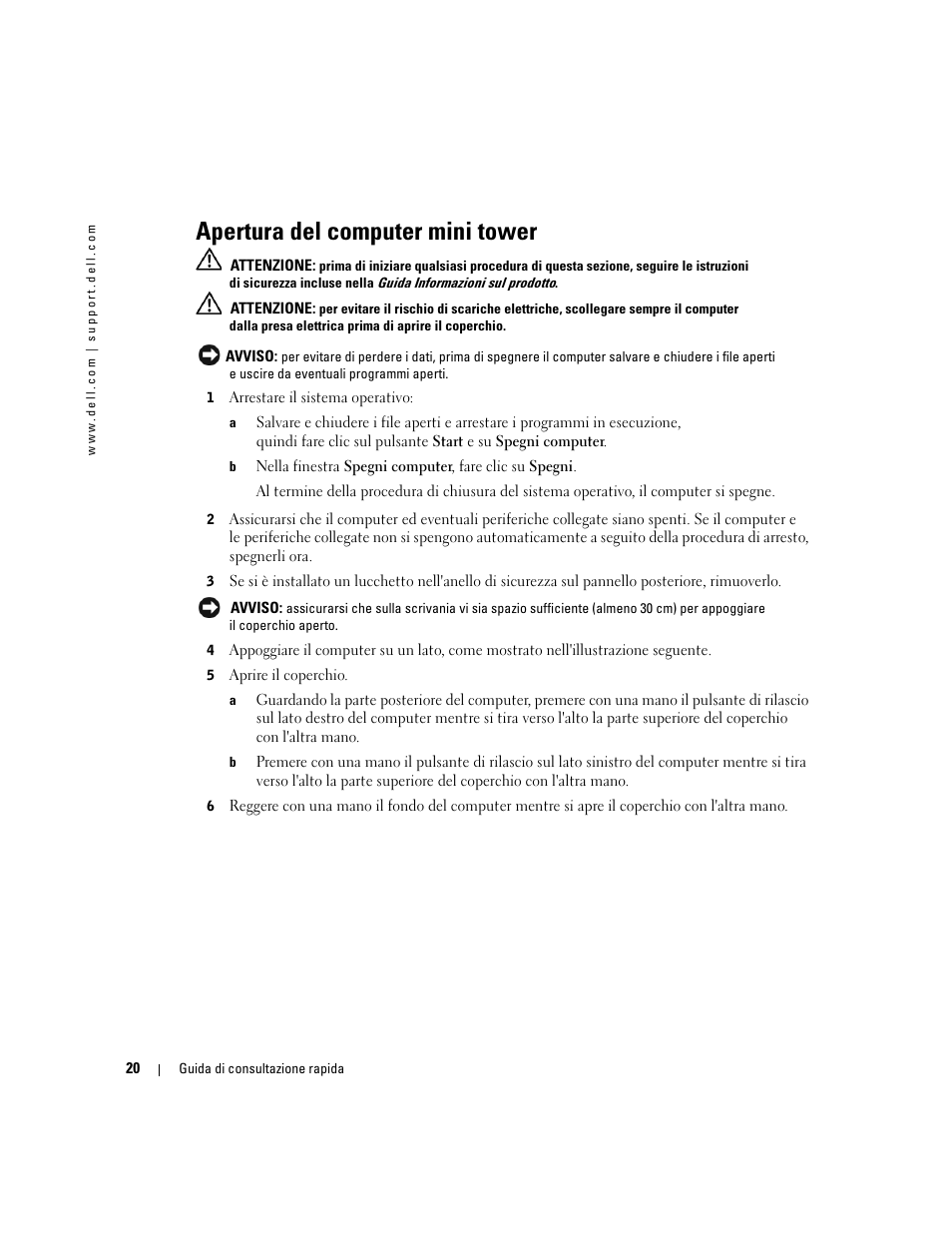 Apertura del computer mini tower | Dell Precision 370 User Manual | Page 142 / 204