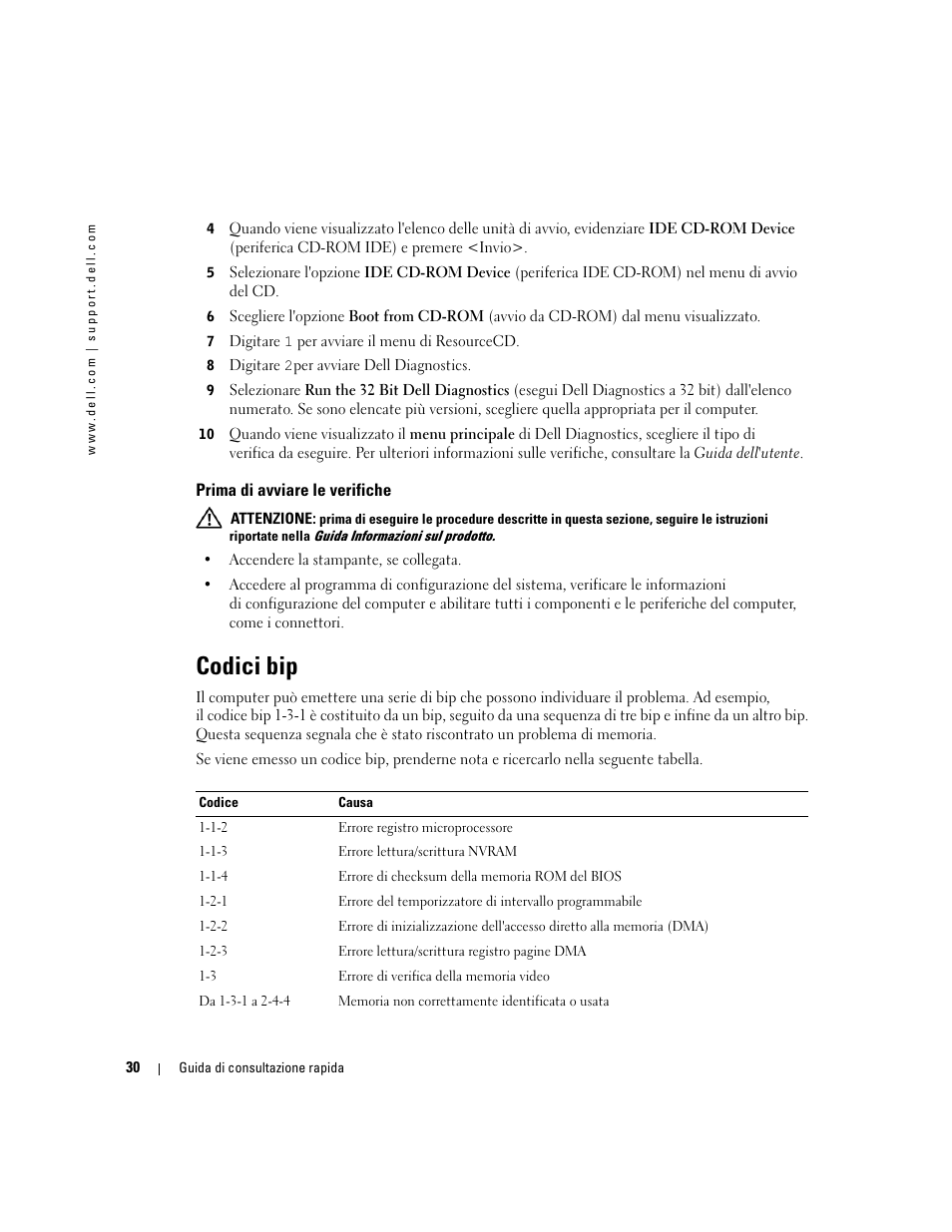 Prima di avviare le verifiche, Codici bip | Dell Precision 370 User Manual | Page 152 / 204