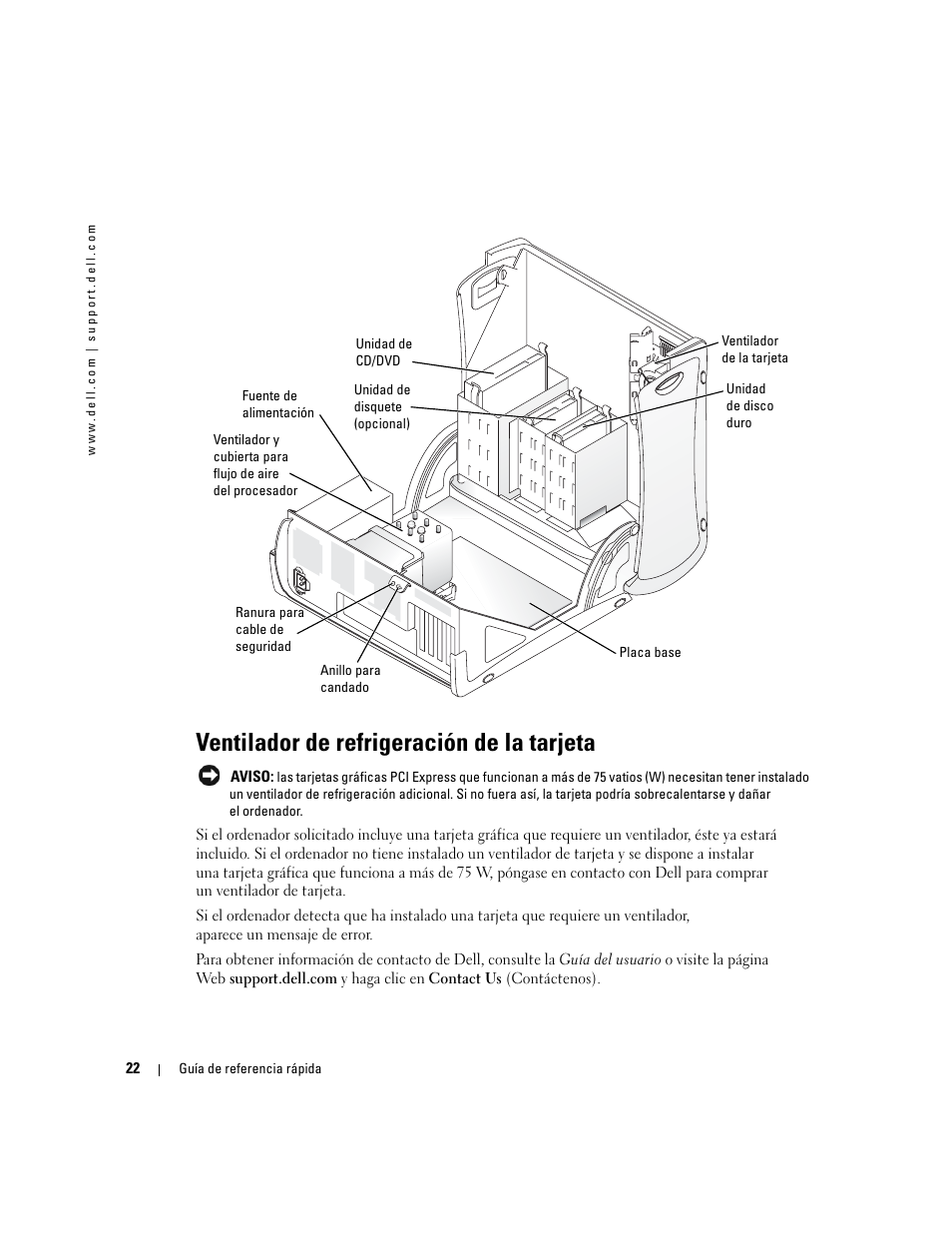 Ventilador de refrigeración de la tarjeta | Dell Precision 370 User Manual | Page 184 / 204