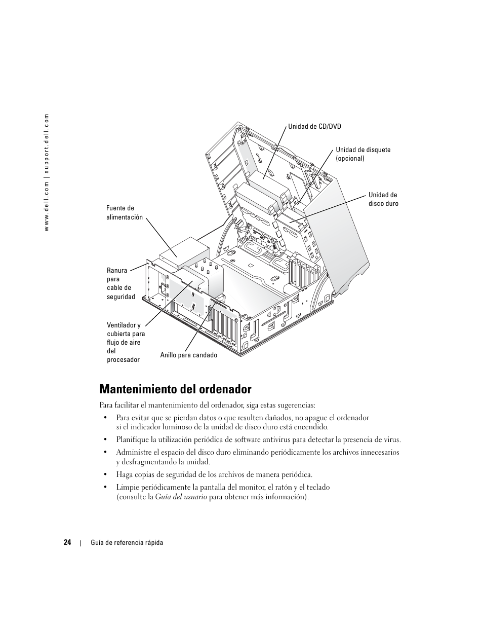 Mantenimiento del ordenador | Dell Precision 370 User Manual | Page 186 / 204